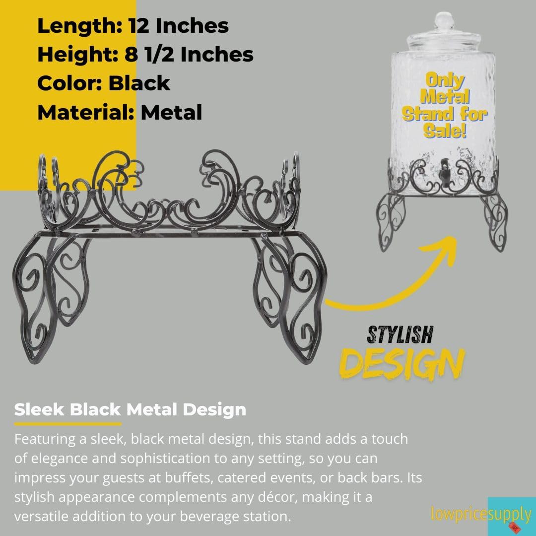 Metal Stand for Glass Beverage Dispenser, Metal Stand for 5 Gallon Glass Beverage Dispenser, Beverage Dispenser Stand for 2.4 Gallon Drink Dispenser Stand ONLY (5 Gallon Metal Stand 12''x8.5''H)