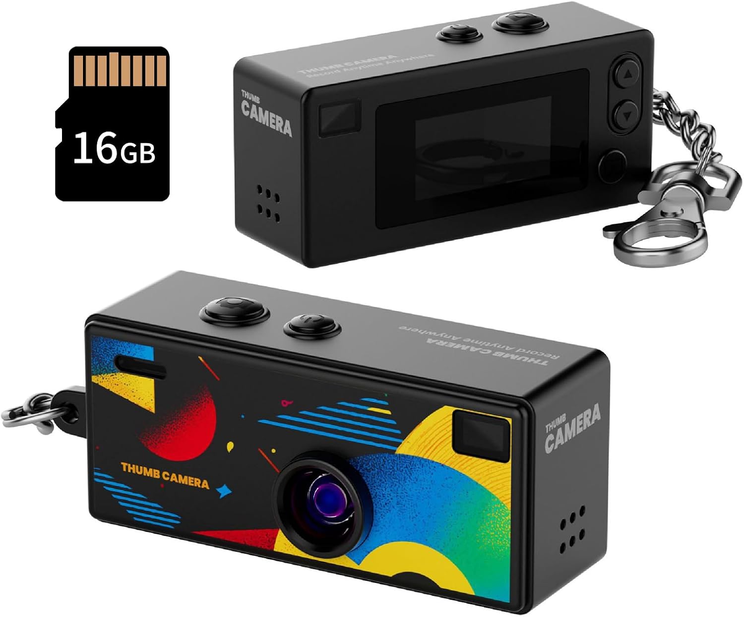 Mini Keychain Digital Camera, 1080P HD Video Recorder, Mirco Thumb Camera, Digicam,Video Recording,Bag Charm for Vlog Kids Adult Students (Black)