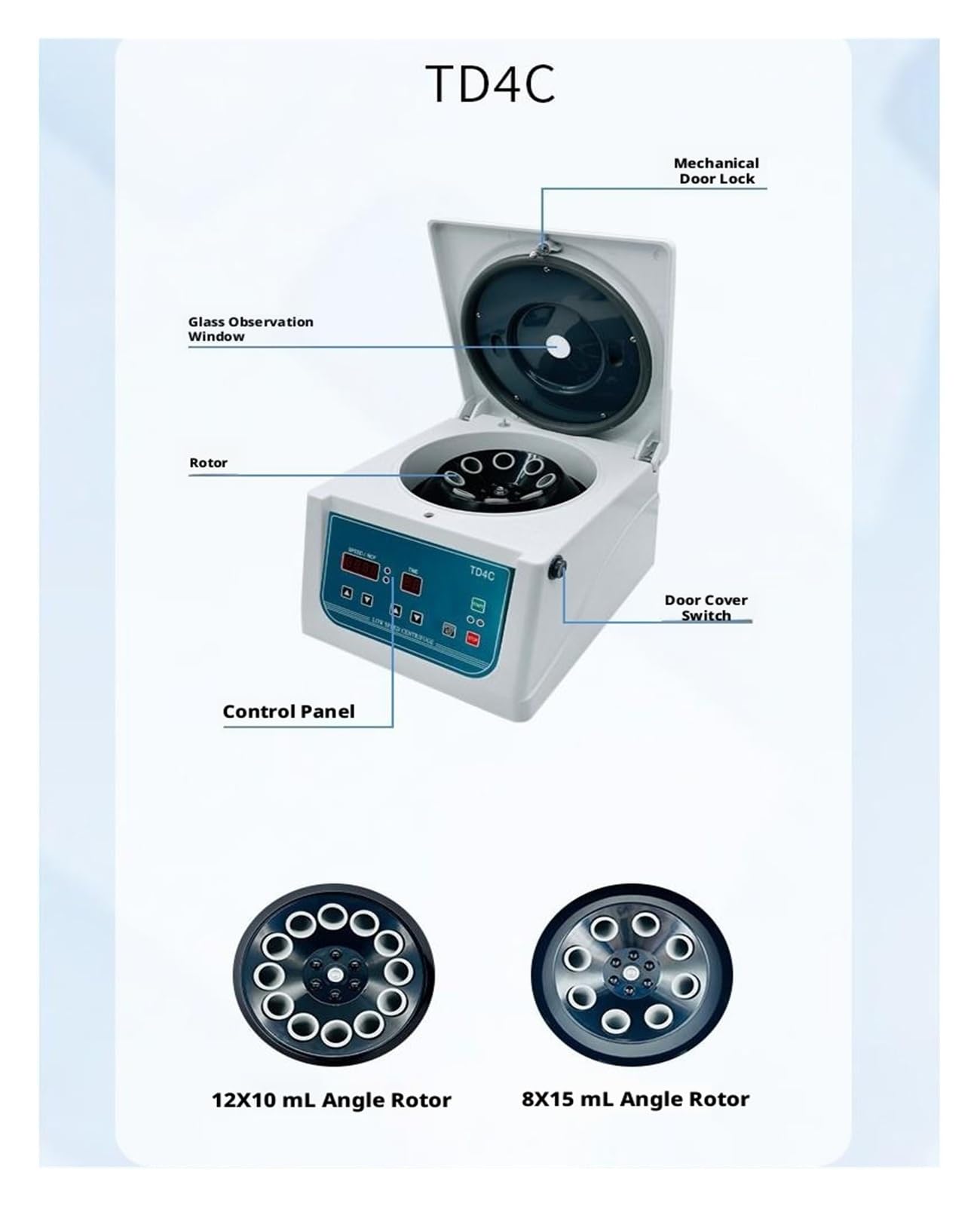 Centrifugadora Digital de baja velocidad TD4C 4000r/min con temporizador y Control de velocidad máquina centrífuga sobremesa 2200xg Control de velocidad(XLD-TD4C(12 * 5/10ML))