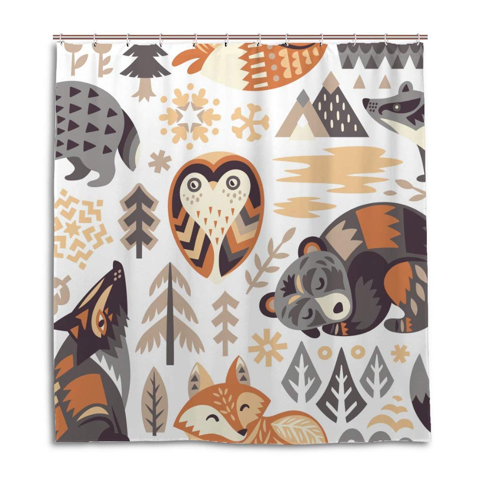 Rideau de douche imperméable anti-moisissure tissu animaux 66x72