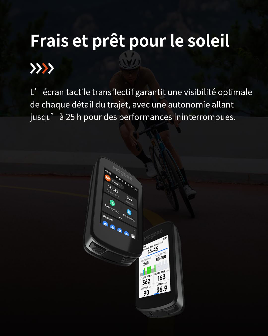 Magene C606 Pro Ordinateur de vélo GPS, Navigation Cartographique, Escalade Multi-Scénarios Pro, Écran Tactile Couleur de 2,8 Pouces, Entraînement en Intérieur