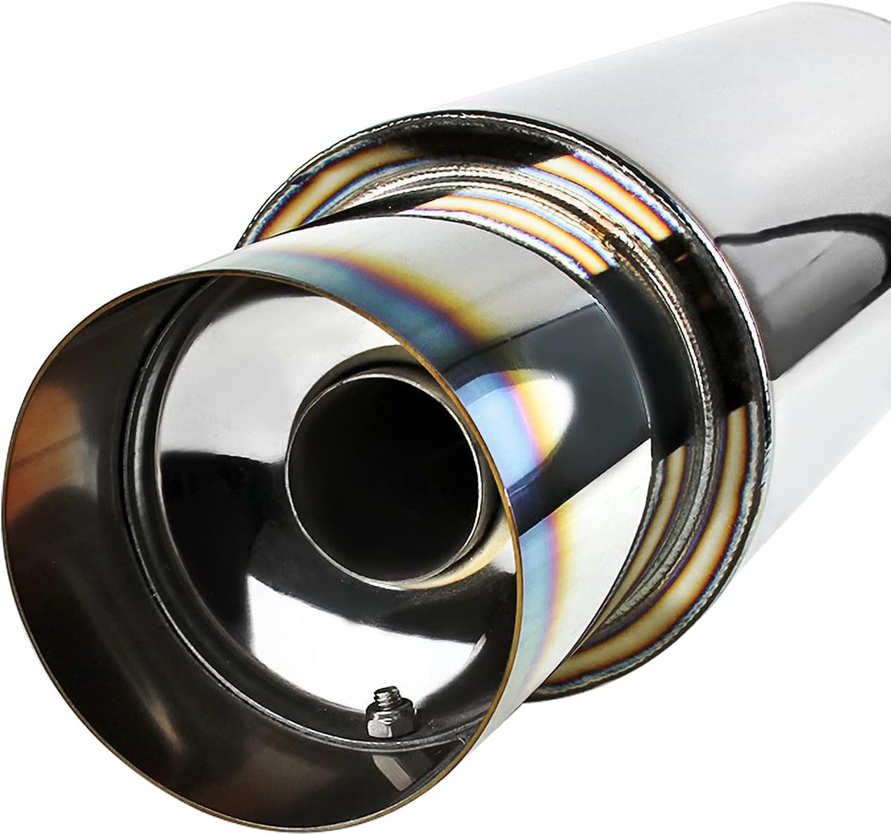 Spec-D Tuning N1 4" Burnt Tip Muffler Exhaust 2.5" Inlet Universal With Removable Silencer (B-Tip; 4 Inch)