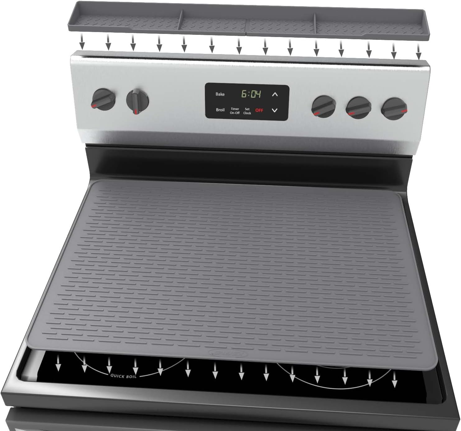 Silicone Stove Top Cover & 29" Over Stove Top Shelf Set, Large Dishes Silicone Drying Mat 28" x 20" For Kitchen Counter, Big 28 inch Trivet Mat for Hot Dishes, Hot Pots and Pans