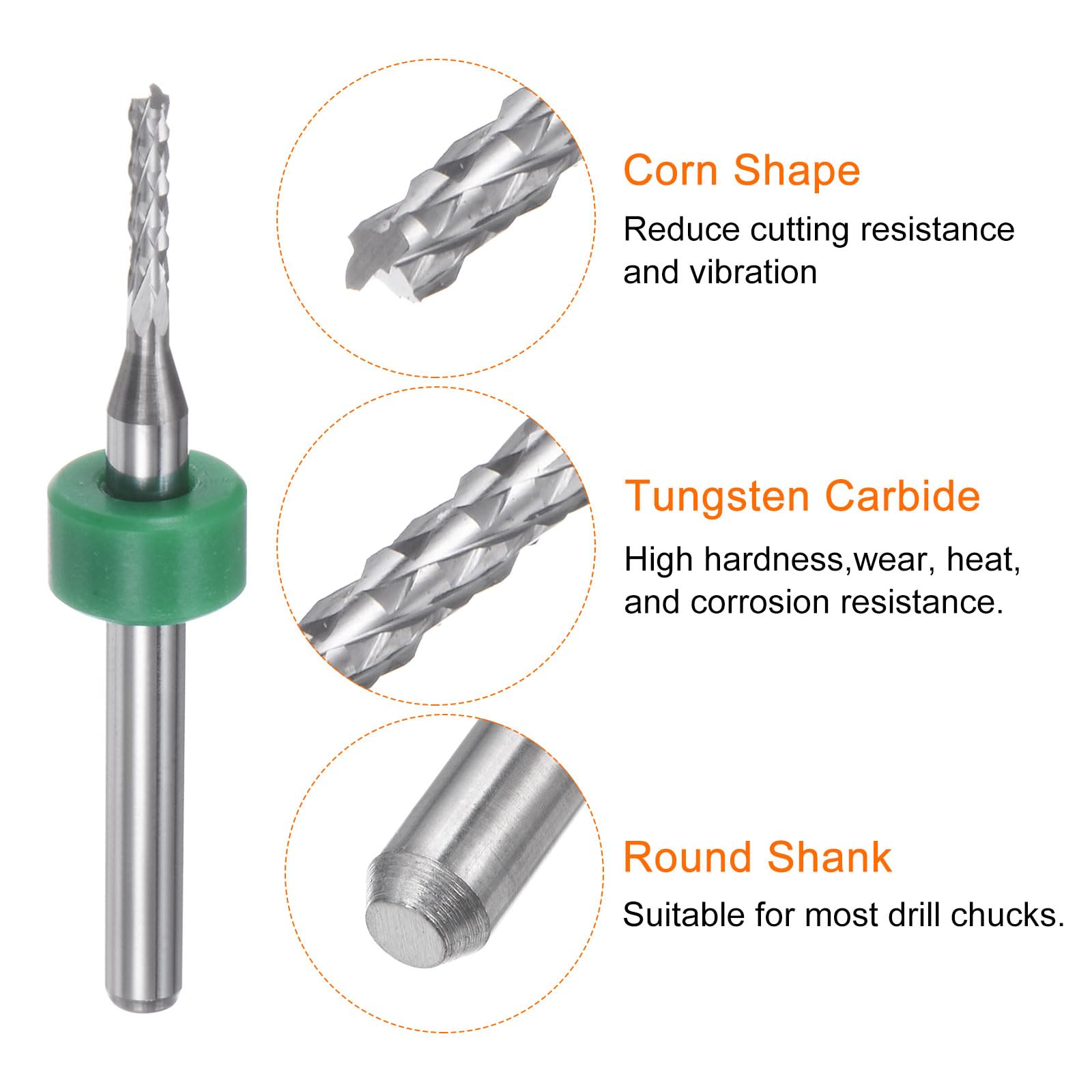 QUARKZMAN 10Pcs Embouts de Fraise 1,6 mm en Carbure de Tungstène pour Fraiseuse CNC, Outils de Gravure pour Circuit Imprimé, Machine de Fraisage du Bois, Tige Droite de 1/8 Pouce
