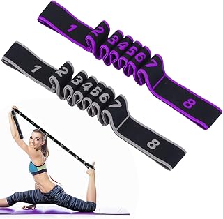 2 stycken träningsband, motståndsband med slingor, yoga, stretchbälte, sport, träningsband, band, justerbart, träningsband för fitness, yoga, dansträning