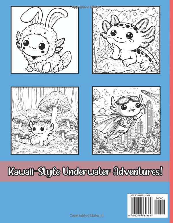 Axolotl Coloring Book: 50 Cute Kawaii Style Illustrations, Activity Book, Perfect for Kids Ages 4-8 image 3