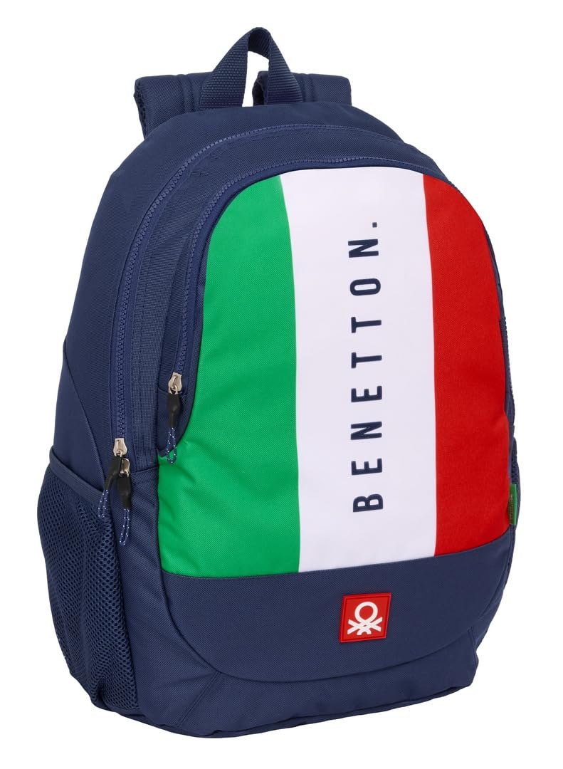 Safta BENETTON FLAG - Mochila Escolar Infantil, Ideal para Niños de Diferentes Edades, Cómoda y Versátil, Calidad y Resistencia, 32x16x44 cm