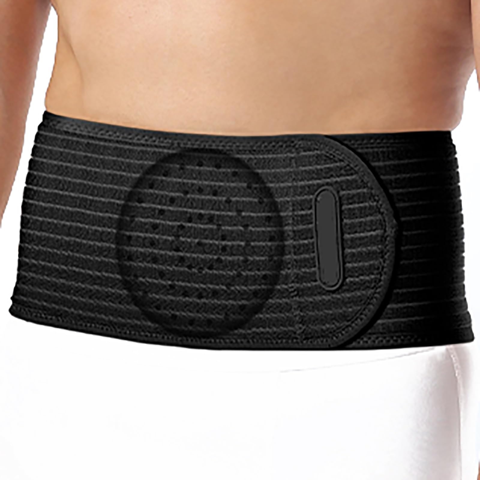 Fascia Ernia Ombelicale, Fascia Addominale Post Operatoria Contenitiva Unisex, Regolabile con Cuscinetti Rimovibili per Supporto Lombare e Pressione Addominale(Black,Small)