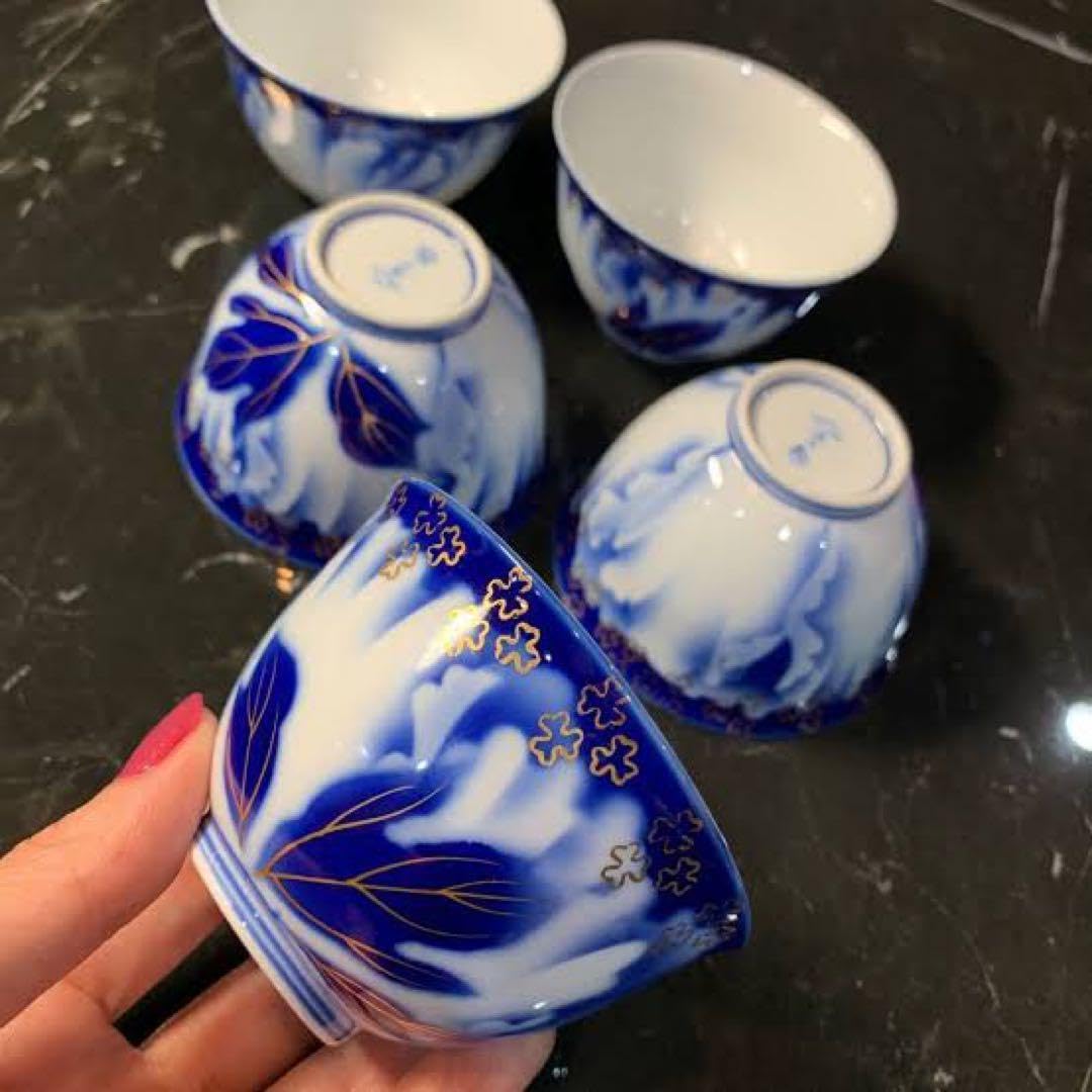 507 深川製磁 牡丹金ミル カップ5&ソーサー6 金彩 未使用
