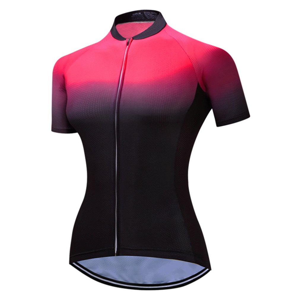 Xinzechen Women Summer Multicolor Short-Sleeve Cycling Jerseys Top Gradual Red Size XL