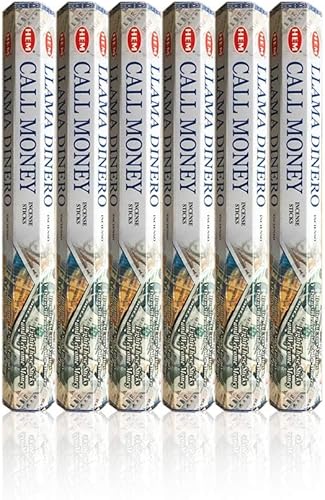 Inspire Dream Play Call Money 6 cajas de 20 = 120 varillas de incienso con dobladillo a granel, caja de exhibición al por menor