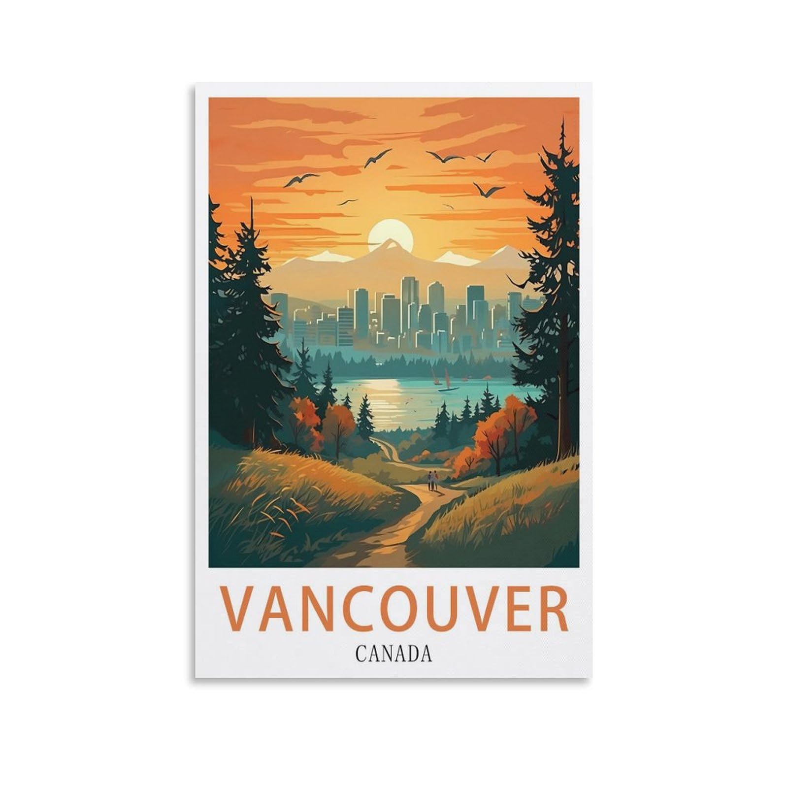 LNUYITR Vancouver Canada Vintage Travel Poster 12x18inch(30x45cm) Canvas Art Posters And Wall Art Picture Prints Modern Home Bedroom Decor Posters