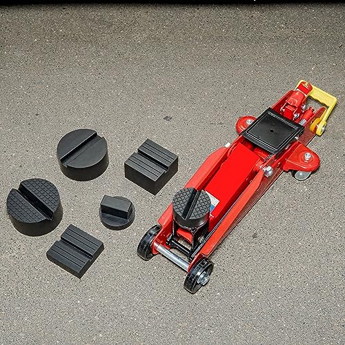 Gummiauflage für Wagenheber, 1 Stück, Ø 65 x 25 mm Auflage, mit 15 x 7 mm V-Nut Aussparung, für KFZ bis 3,5 T, Wagen Heber Pad, Auflage Rangierwagenheber, Gummi Jack Pad, Karosserie Unterlage Adapter