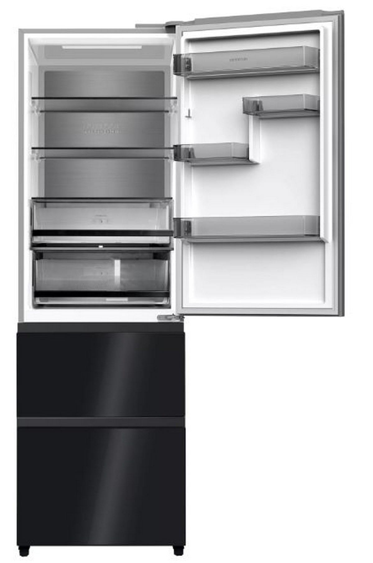 INFINITON Frigorifico Francés FRD-401T91, 401 Litros, 190 cm de Altura, E, Técnologia Inverter, Fast Cooling, Fast Freezing, Puerta reversible, Tecnología Care + space (Crystal Black || FRD-401T91NEG)