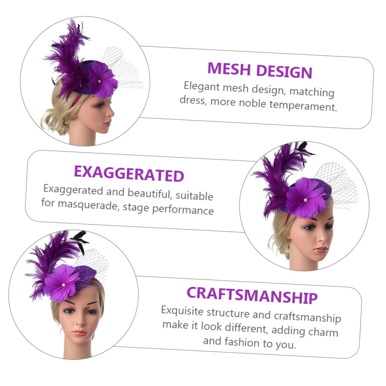 Mikinona 2pezzi Fascinator Cappello Mini per Cerimonie per Matrimoni e Accessorio per