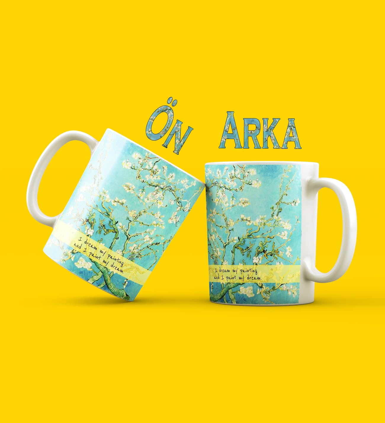 giftmoda Van Gogh Badem Çiçeği Tasarımlı Kupa Bardak