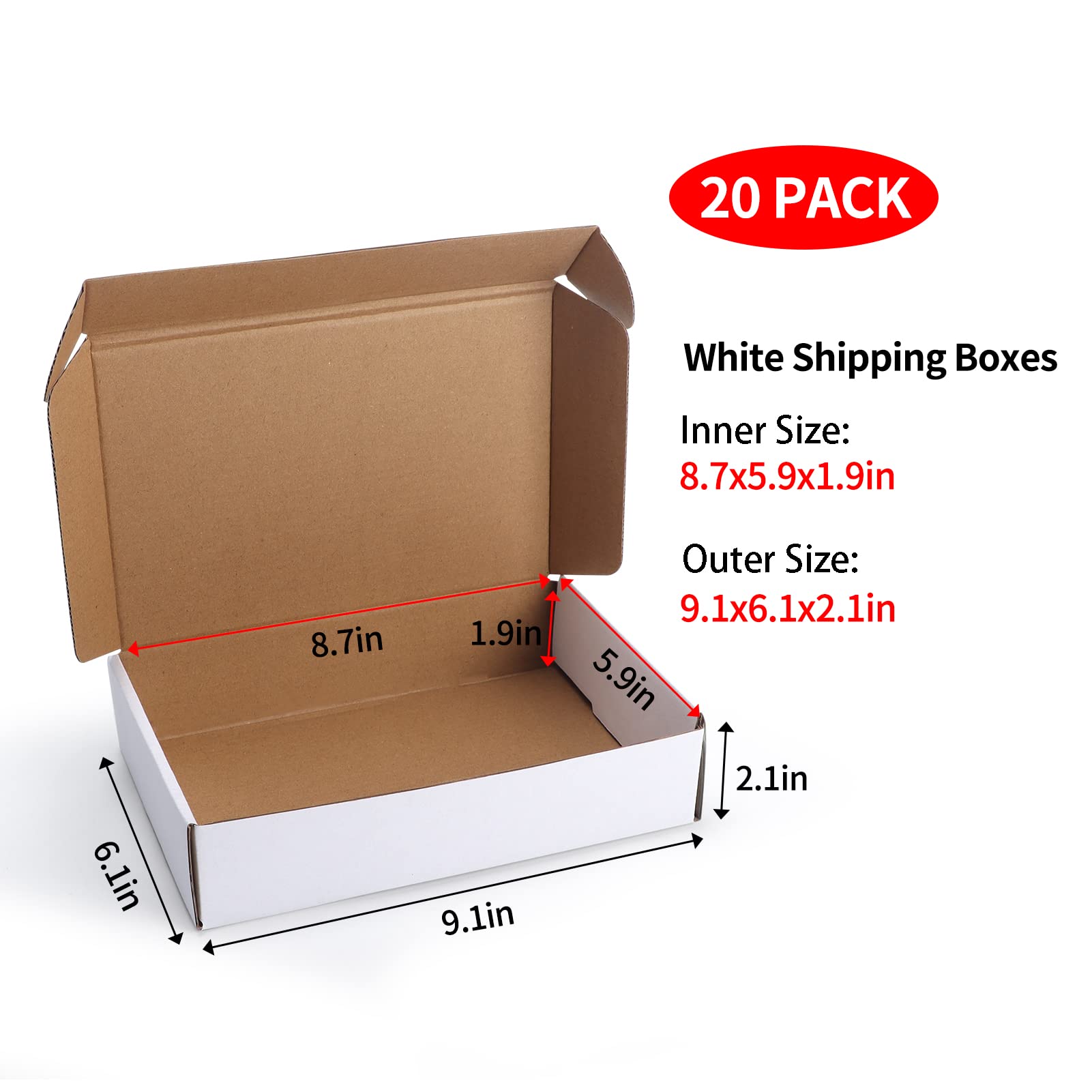 25 Count - 9x6x2 Inch Cardboard Shipping Boxes, 200#/32 ECT Corrugated (ValueMailers)