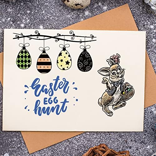 Miniatura 5 de Sellos transparentes de conejo de Pascua para hacer tarjetas, palabras de Pascua, globos de goma transparente para colgar tarjetas de vacaciones,