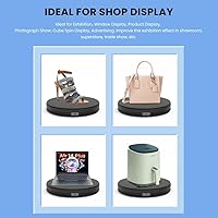 Vista 5 de fotoconic Soporte de exhibición giratorio motorizado eléctrico negro, 14 pulgadas/13.8 in de diámetro, carga centrada de 110 libras para exhibición