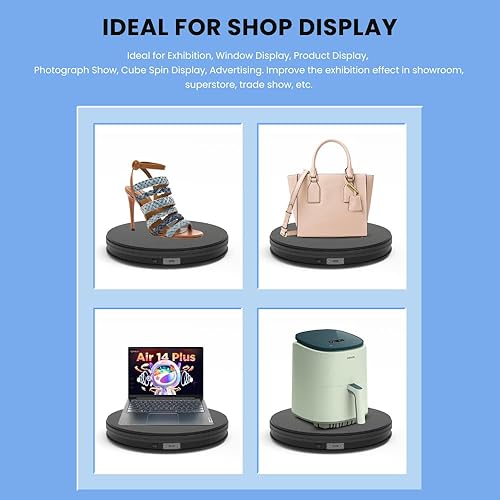 Miniatura 5 de Fotoconic - Soporte giratorio eléctrico motorizado para vitrina de exhibición, joyas, coleccionables, juguetes, tortas, maniquíes, producto digital