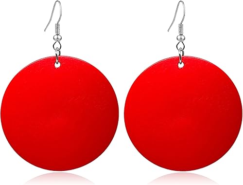 Aretes de lágrima redondos grandes de madera bohemios hechos a mano, aretes africanos étnicos de madera natural, aretes colgantes de madera