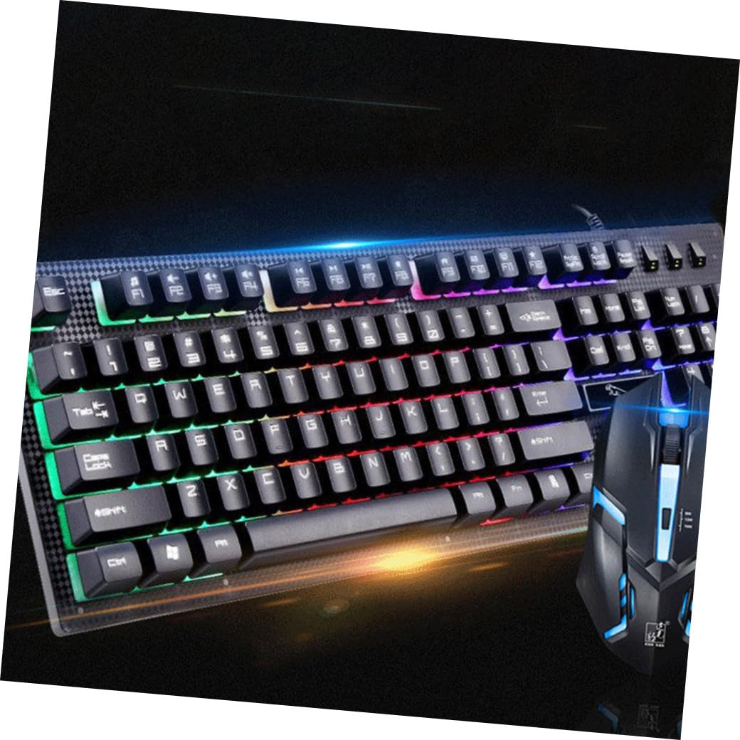 Clavier et Souris Filaires Gamer, 104 Touches et 4 Touches, Noir