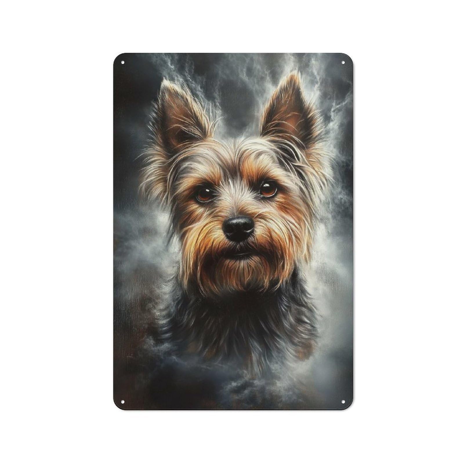 Junmoney Yorkshire Terrier Portrait Tin Wall Plaque 30X20cm With For Living Room Or Hallway, A Decorative Christmas Gift For Hallway Decor Fans