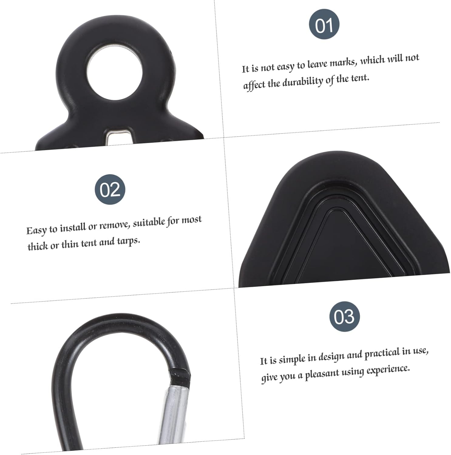 BESPORTBLE 30sets Tent Tarp Clips Strong for Camping Awning Tarp Tie Down Easy to Connect Rope