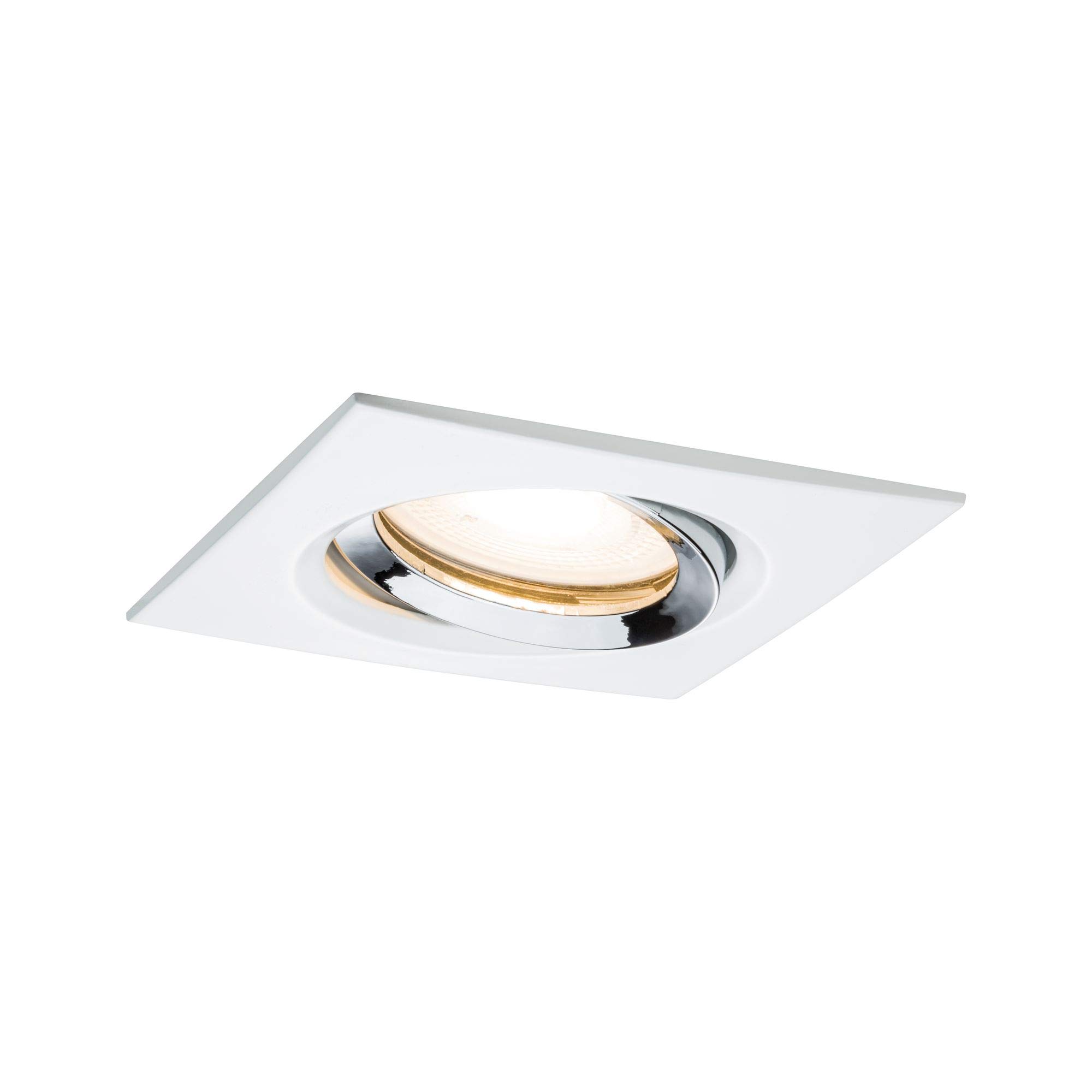 Paulmann Nova 92904 LED Recessed Spotlight IP65 7W Set of 1 Complete Set Including GU10 Bulbs White Pivoting Recessed Light Aluminium 7 W Matt Chrome