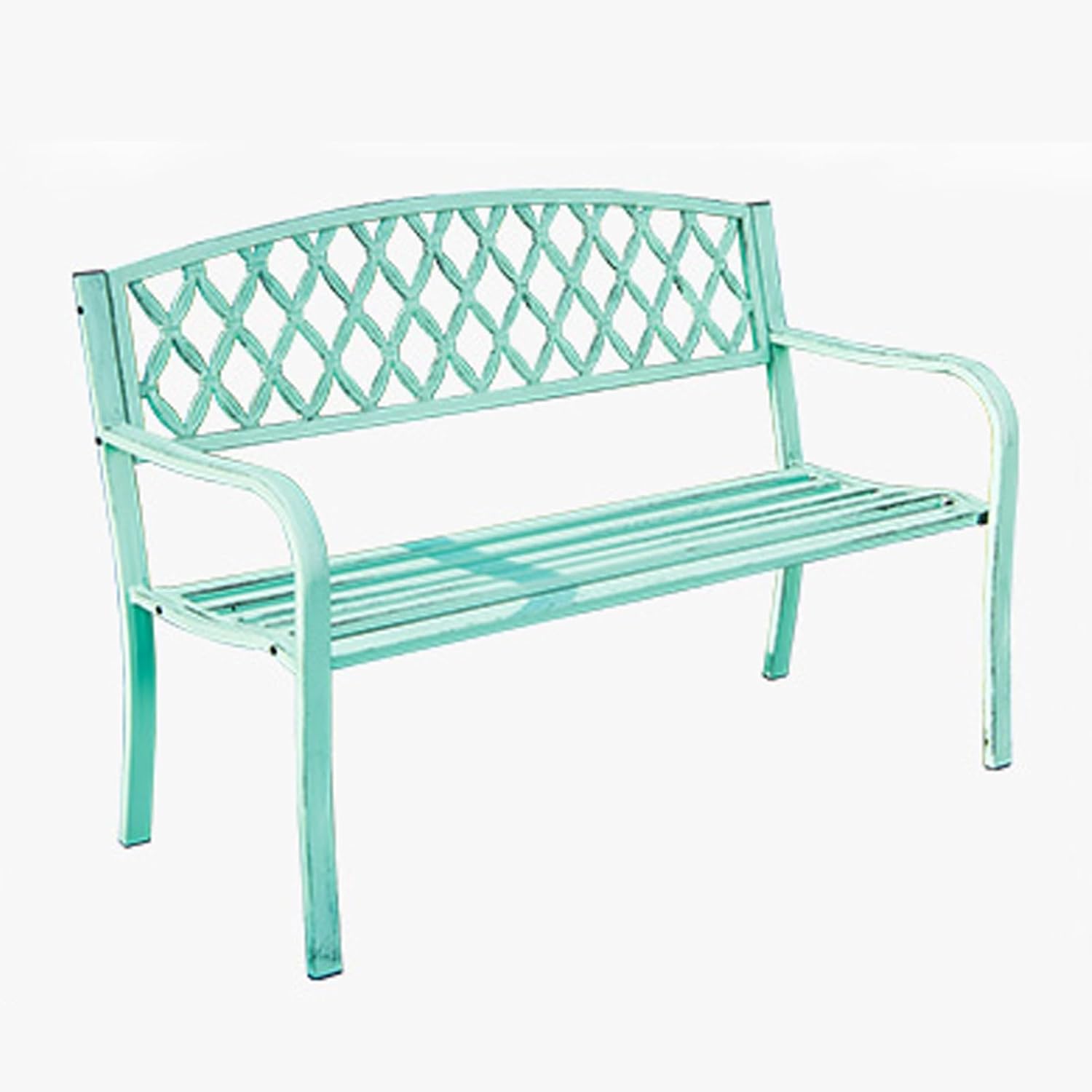 127cm/50 in Metal Garden Bench, 2-3 Seater Park Bench Chair, Outdoor Furniture Leisure Lounger Patio Chair for Balcony, Backyard, Deck and Poolside (Color : White, Size : 50x20.4x34.2 in)