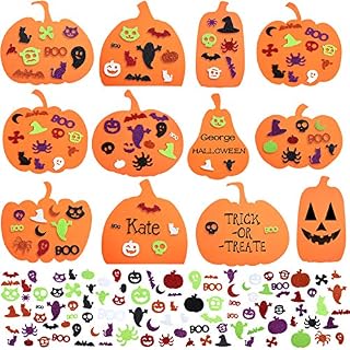 224 Pieces Halloween Foam Craft Kits for Kids Large 24 Pumpkin Craft Kit 8 Designs Fake Pumpkins and 200 Glitter Stickers for Kids DIY Pumpkin Decoration Art Projects Halloween Thanksgiving Craft Game