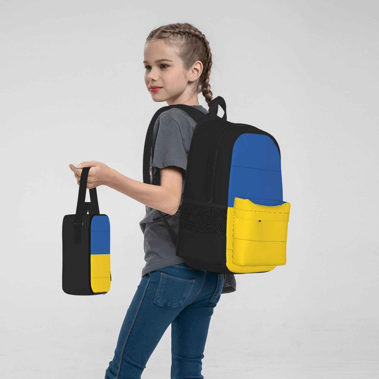 Flaga Ukrainy plecak dziecko chłopcy dziewczęta pudełko na lunch szkoła torba na książki zestaw uczniów szkoły student prezent, Czarny, One Size, Bagaż