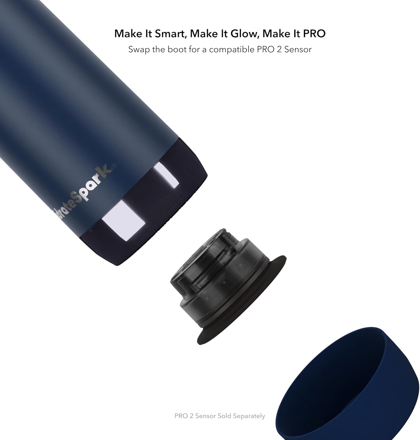 HidrateSpark 21oz Chug Water Bottle with Silicone Boot - Air Tag Compatible - Navy