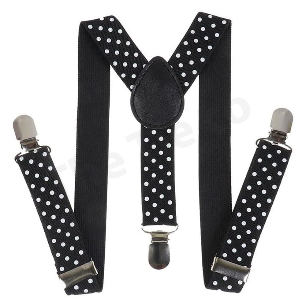 The Tie Company Polka Dot MultiColor Elastic Adjustable Mens Womens Suspenders Y-Shape Braces - Black
