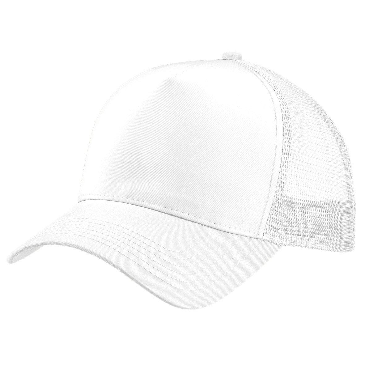 Plain Trucker Cap Mesh Back Baseball Cap Snapback - White