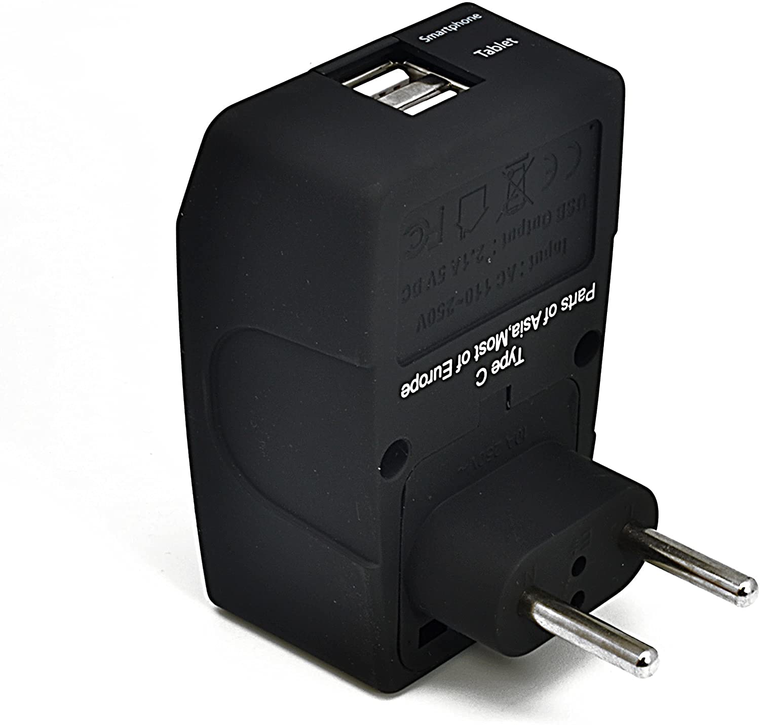Ceptics 2 USB Europe Travel Adapter 4 in 1 Power Plug (Type C) - Universal Socket - GP4-9C - (Does Not Convert Voltage)-image-17