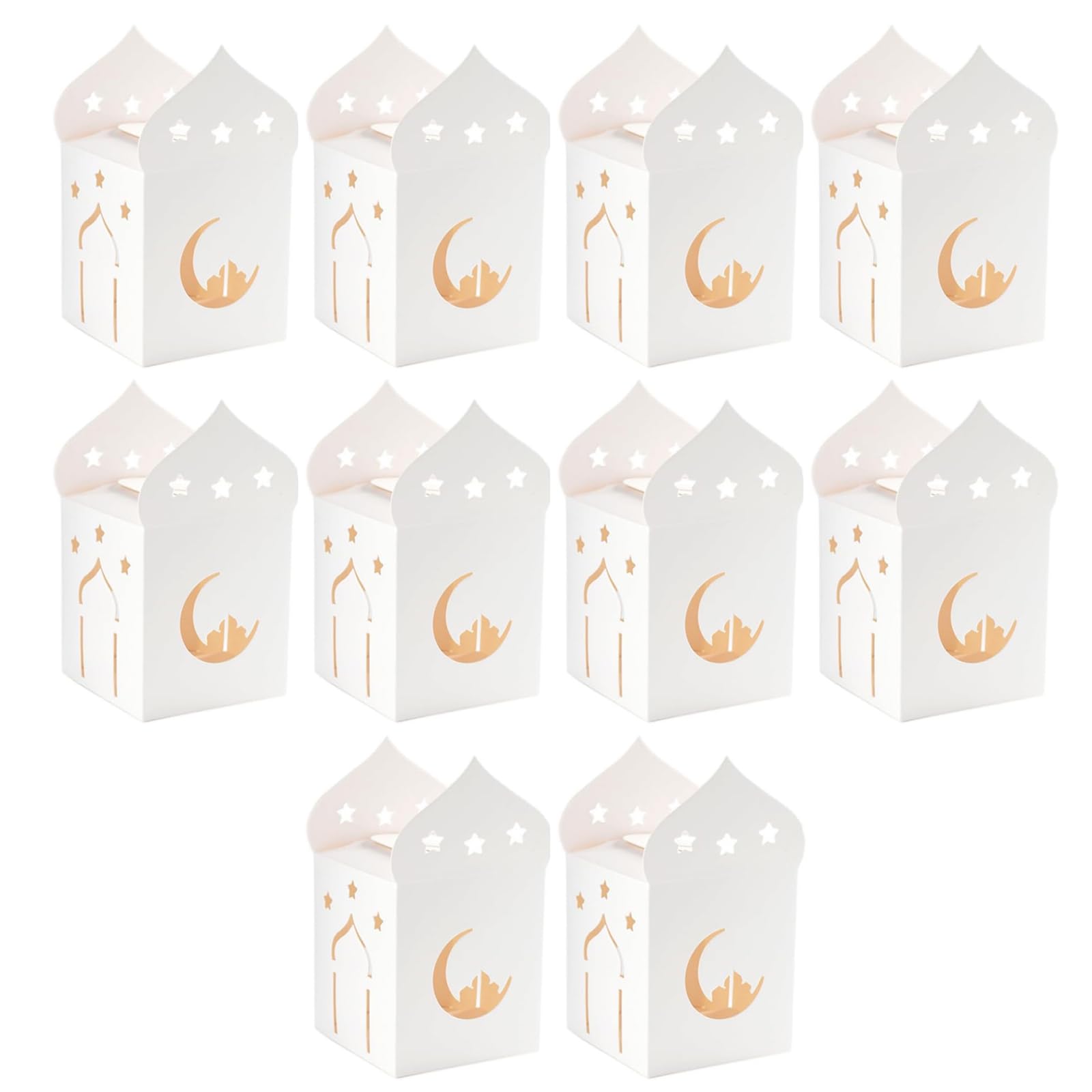 Tsophreniq 10Pcs Festive Eid Treat Holders with Star Patterns for Community Celebrations User Friendly Candy Holders