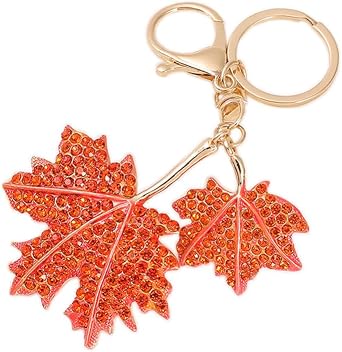 Beautiful Maple Leaf Design Pendant Key Chain Sparkling Crystal Rhinestones Keychain Handbag Charm