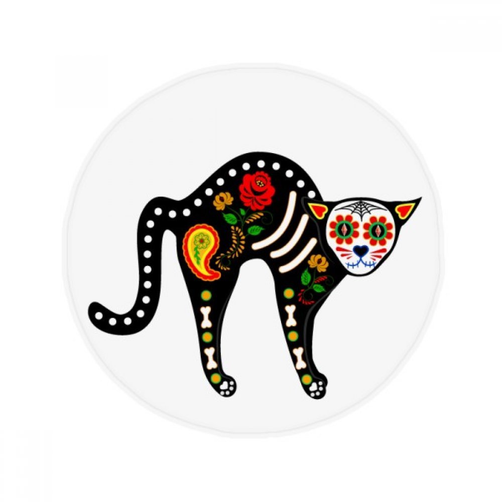 Tapis de sol chat noir Halloween rond 80cm pour salon cuisine salle de bain