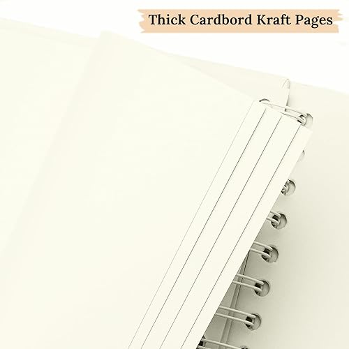 Vista 65 de Álbum de recortes de 8 x 8 pulgadas, álbum de recortes de papel kraft de tapa dura, álbumes de fotos, 40 páginas, perfecto para fotos de 4 x 6 / 5 x