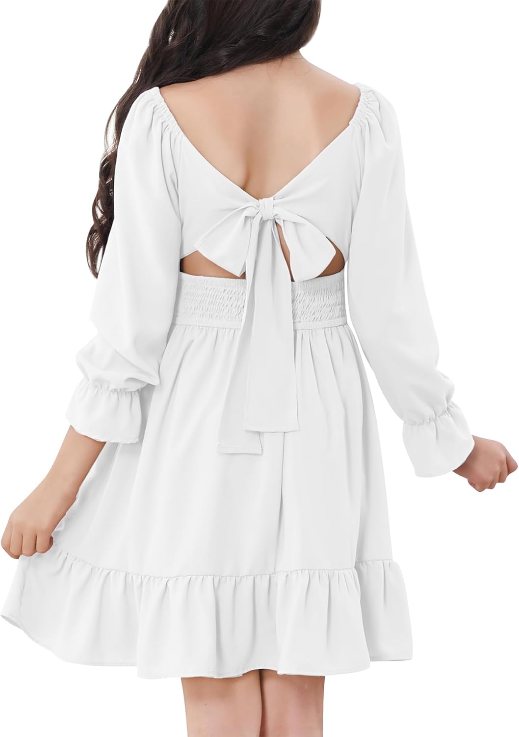 Zando Girls Dresses Off Shoulder Back Tie Dress 6-16Years - Long Sleeve Fall Dresses for Girls Junior for Parties Daily - Image 2