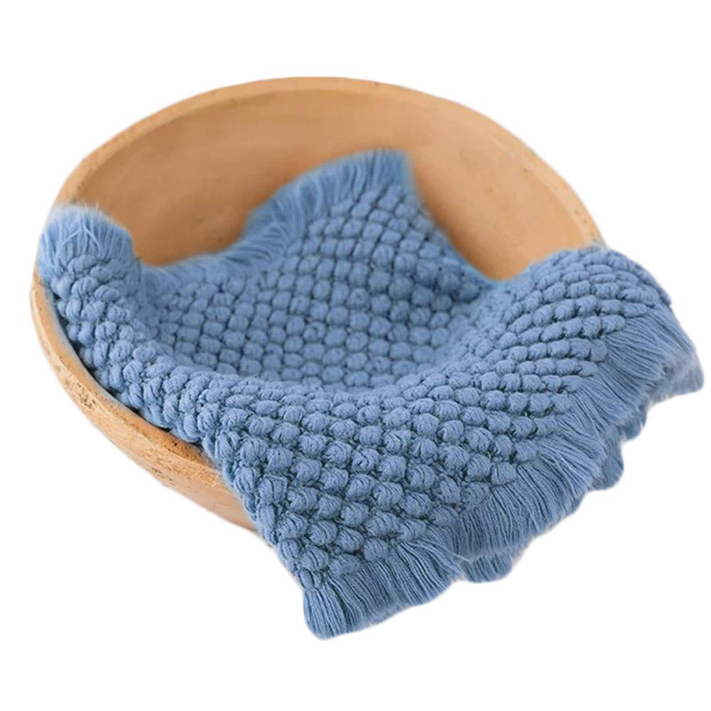 Zeroest Baby Photography Props Basket Braid Wool Wrap Newborn Photo Shoot Baskets Filler Posing Stuffer Background Blanket (Blue)