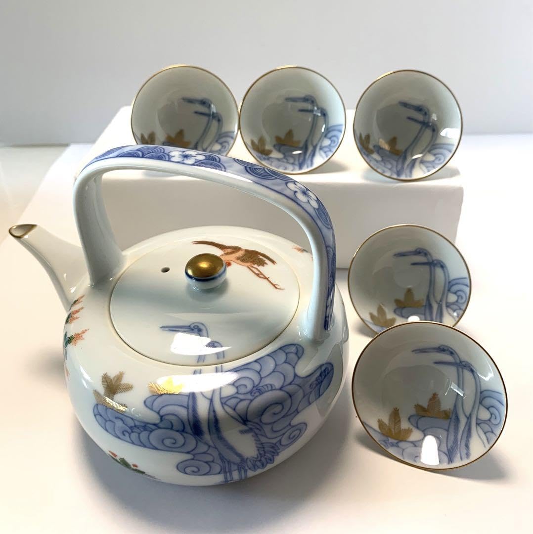 Amazon.co.jp: 有田焼 伊万里 鶴絵 屠蘇器揃い 酒器 美しい 晴れの日に 