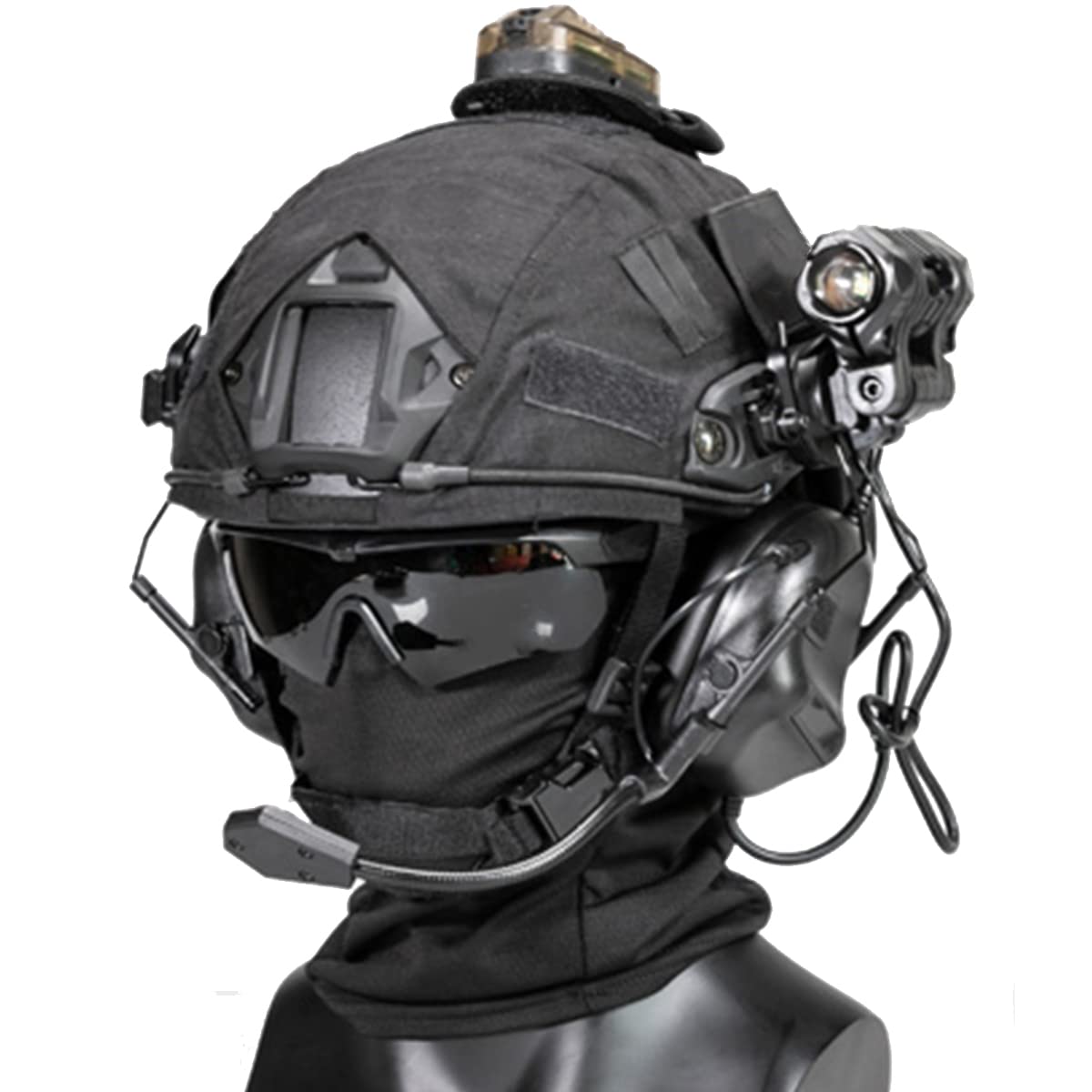 Buy FAST Helmet(Black FIBREGLASS) Set, with Pickup Noise Cancelling Headphones,Goggles,Airsoft