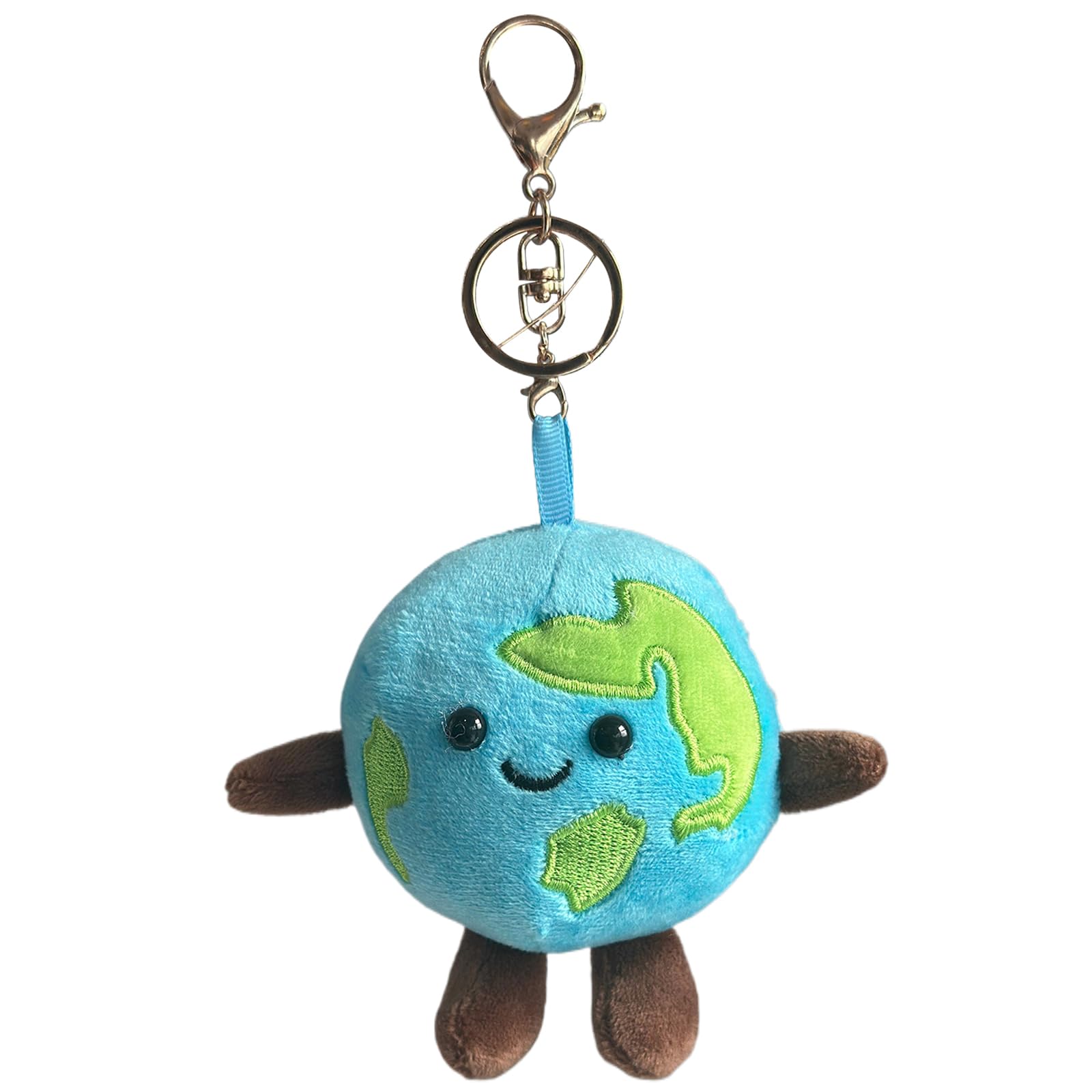 sacxi Plush Earth Globe Keychain with Smiling Face - for Purse, Bag Charms, and Backpack Accessories