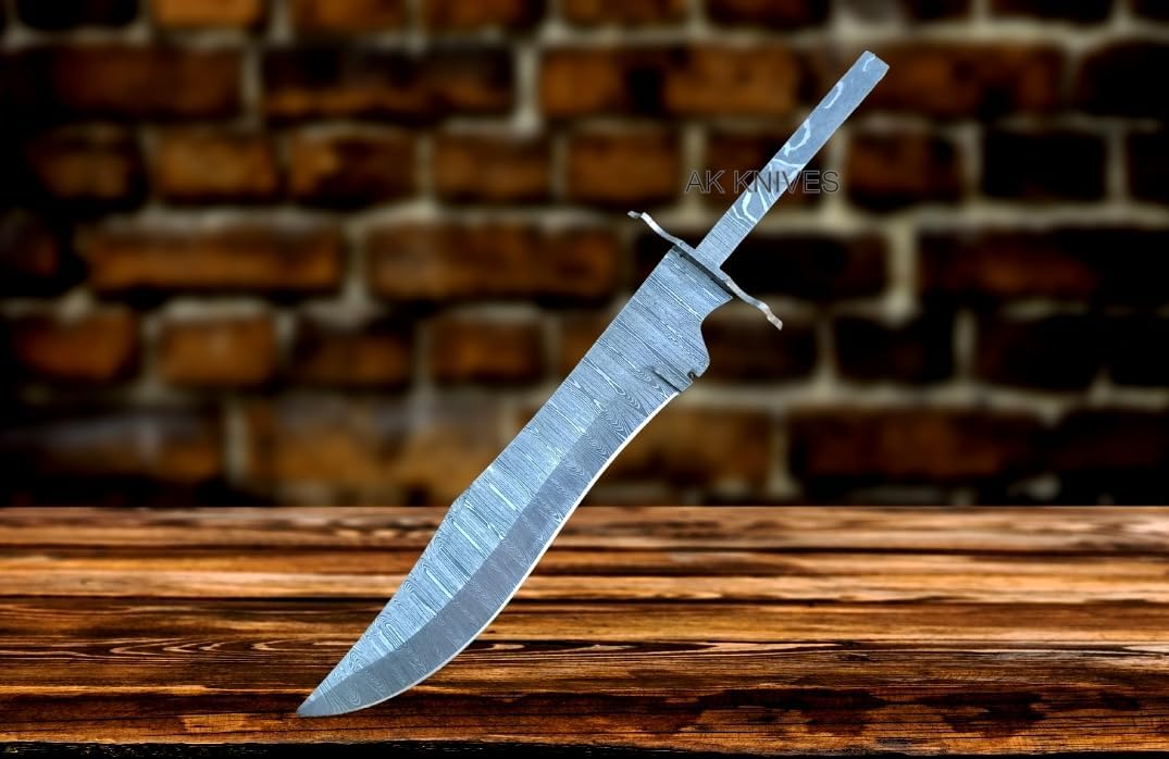 Hand Forged Damascus Knife Blank For Knife Making diy Full Tang Fixed Blade Hunting Bowie Knife Blank Kit with Guard