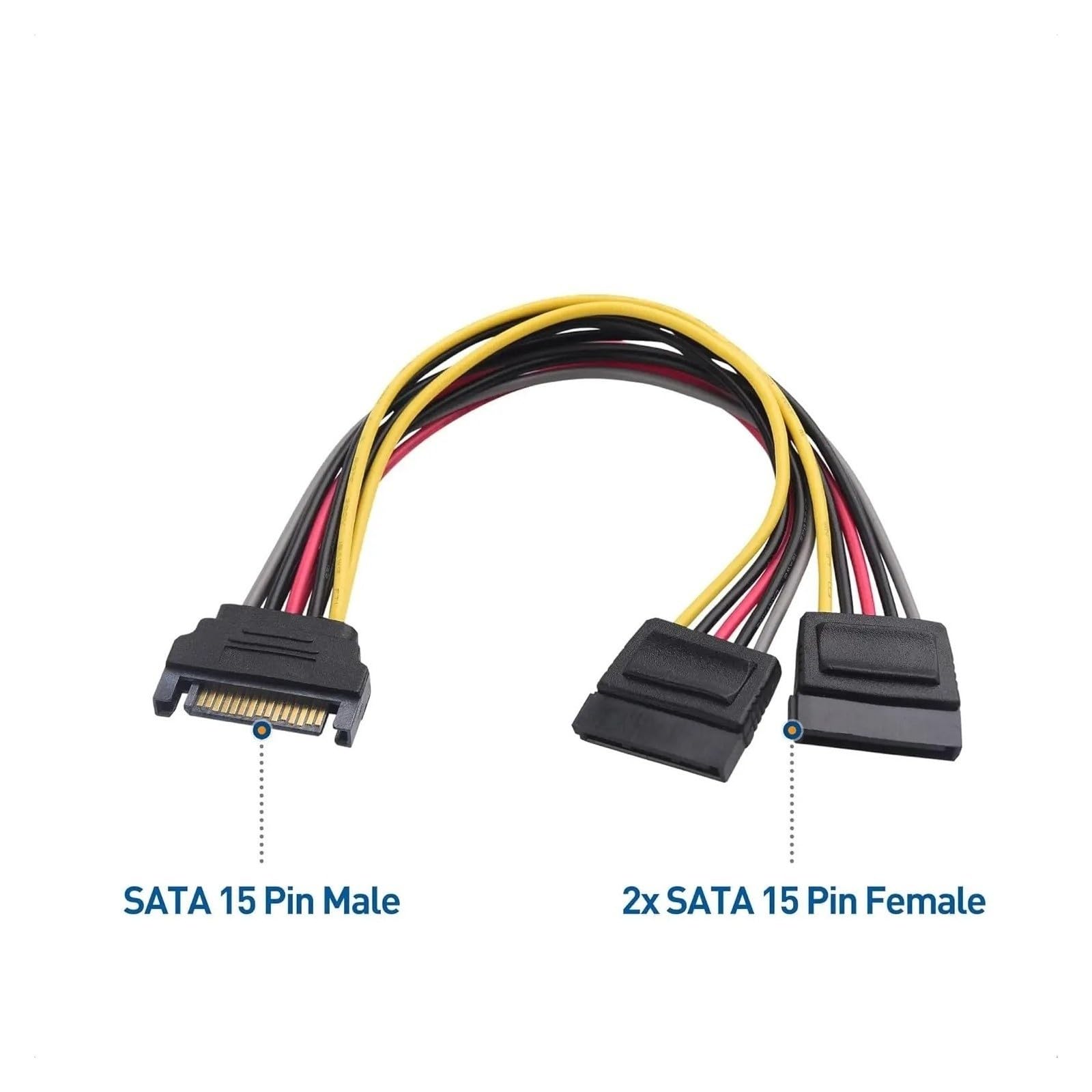 Generico Cavo splitter a Y da 15 pin SATA maschio a doppio femmina