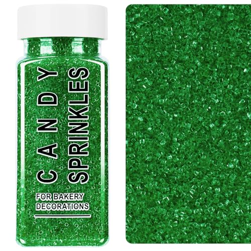 Image of Green Sanding Sugar Sprinkles, 4.6 oz Edible Sparkling Sugar Crystals for Baking Topping, Cupcakes, Cookies, Ice Cream & Cake Decorating, Wedding Party Christmas Supplies