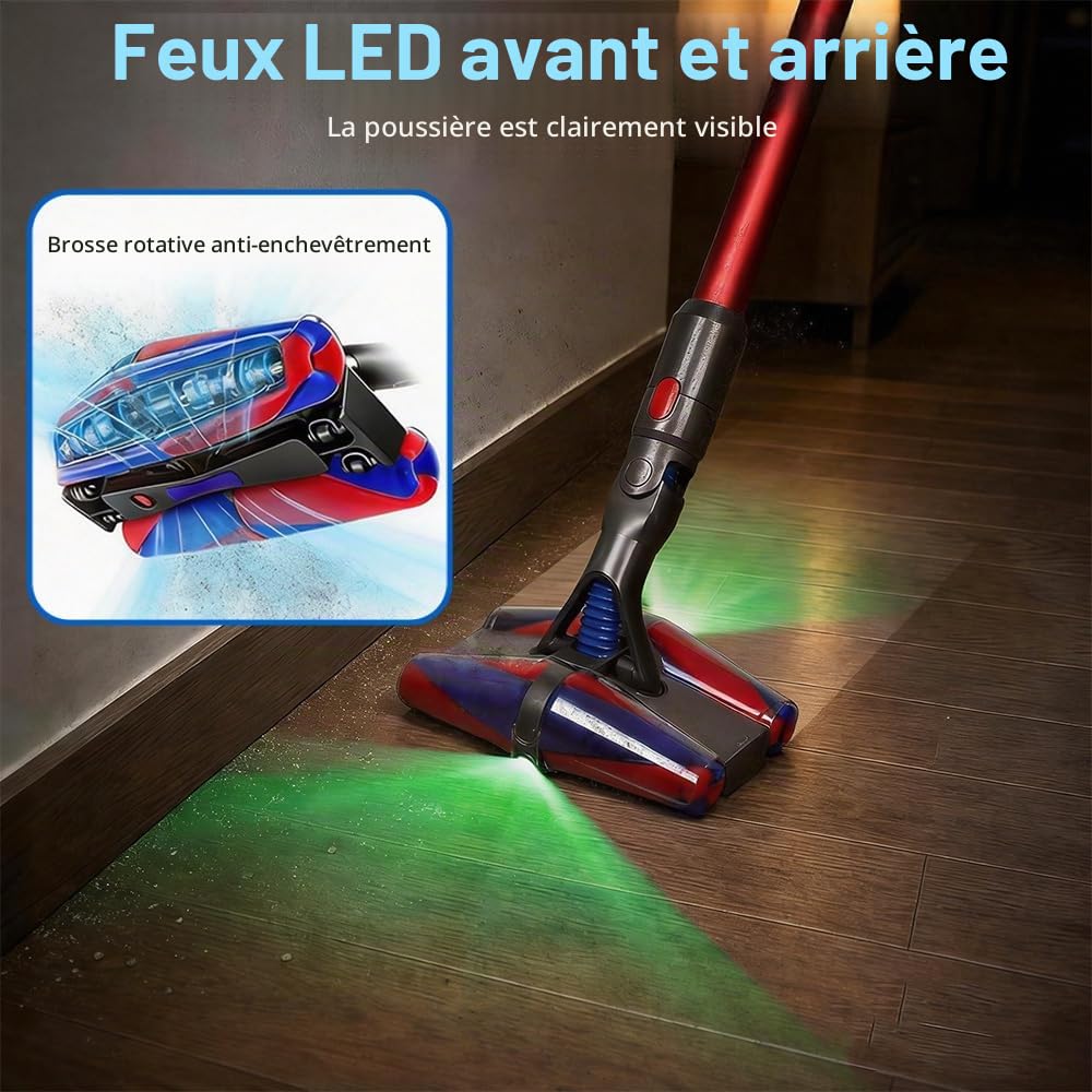 Brosse à FluffyCones pour Dyson V10 V15 V11 avec 2 LED Vertes