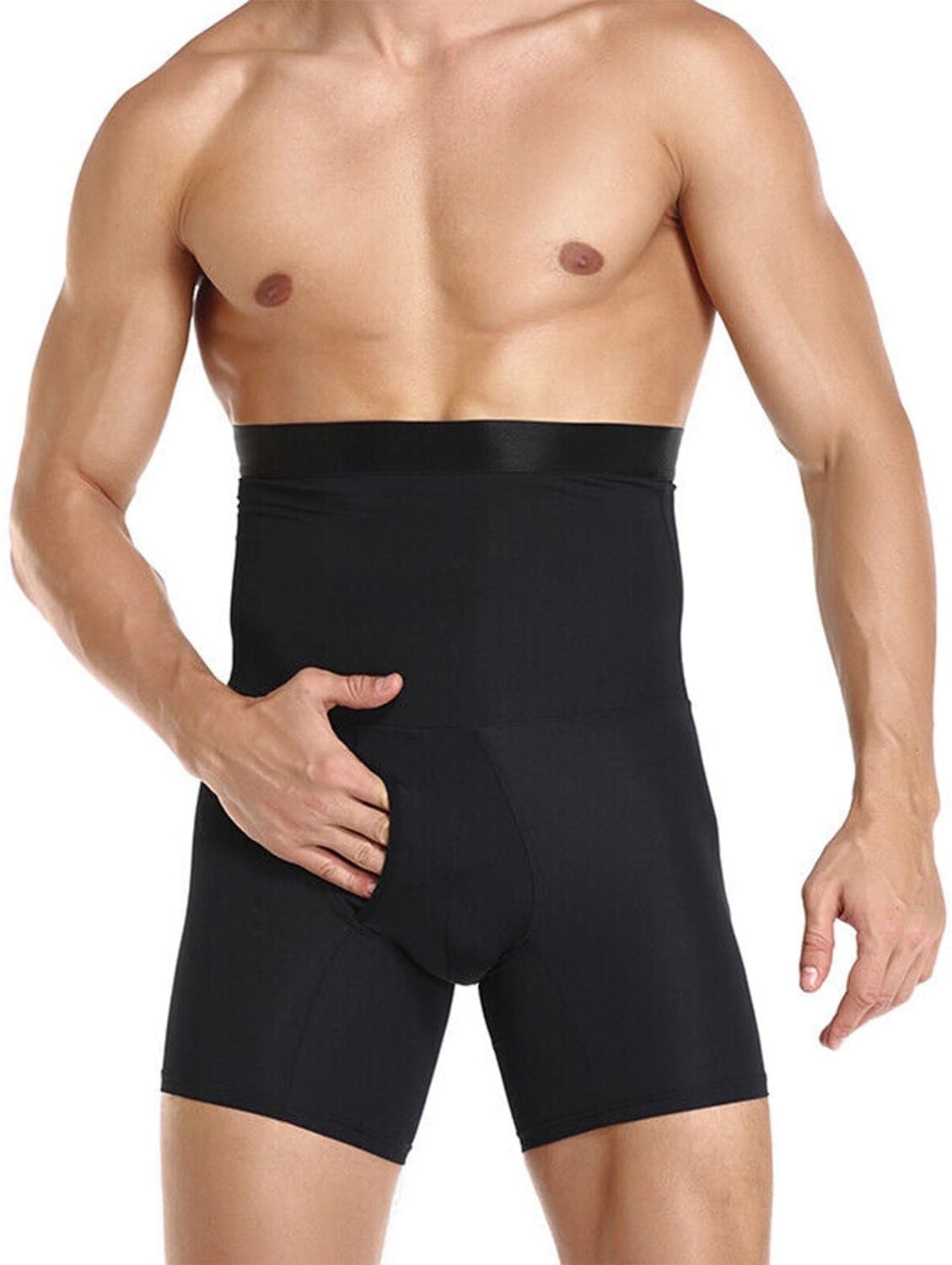 Men's Shapewear Tummy Control Shorts Slimming Shapewear Shorts for Men Long Leg Compression Boxer Briefs- XL in Size Black-image-31